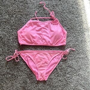 Pink Halter Bikini - Size L top M bottom